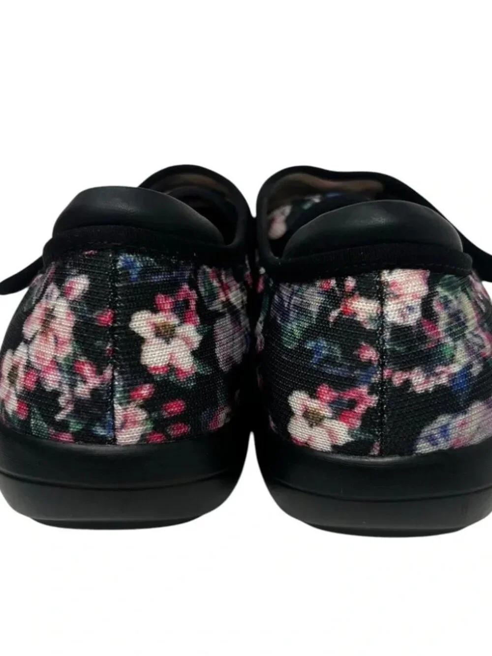 Alegria Spright Comfort Flats Black Floral Cushioned NEW in BOX + Logo Bag Charm